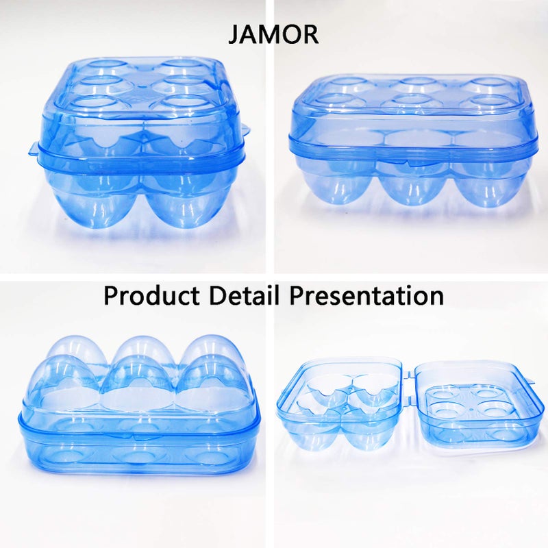JAMOR 6 Grid Egg Storage Box Refrigerator Crisper Egg Protection Box Portable Egg Carriage Container For Camping Picnic Essential (Blue) - Image 4